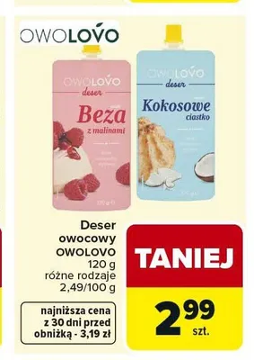 Deser owocowy Owolovo promocja w Carrefour