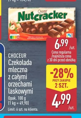 Czekolada mleczna z całymi orzechami laskowymi Choceur promocja w Aldi