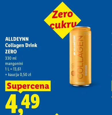Napój Alldeynn Collagen Drink Zero mangonini promocja w Lidl