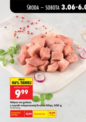 Mięso na gulasz z szynki wieprzowej Kraina Mięs promocja w Biedronka