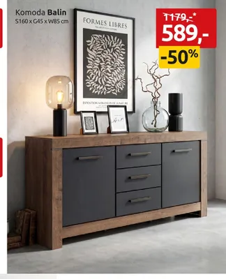 Komoda Balin S160xG45xW85cm promocja w Black Red White