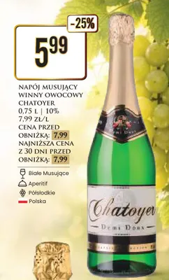 Napój musujący winny owocowy Chatoyer promocja w Dino