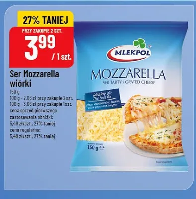 Ser Mozzarella wiórki Mlekpol promocja w POLOmarket