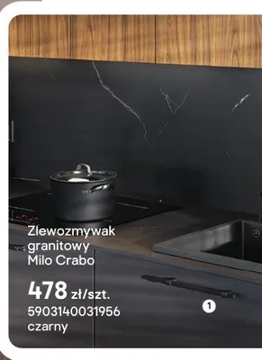 Zlewozmywak granitowy Milo Crabo czarny promocja w Castorama