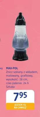 Znicz szklany z wkładem malowany grafitowy Max-Pol promocja w Drogerie DM