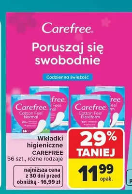 Wkładki higieniczne Carefree promocja w Carrefour Market