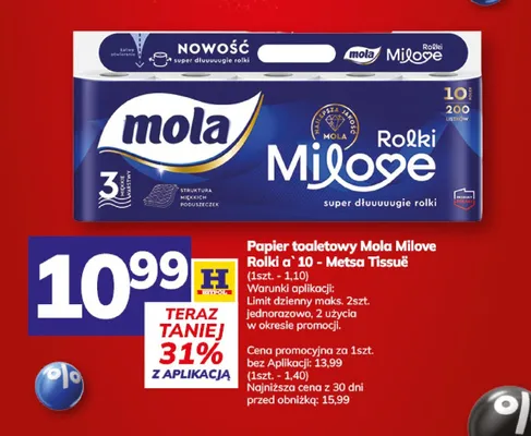 Papier toaletowy Mola Milove 10-pak promocja w Hitpol