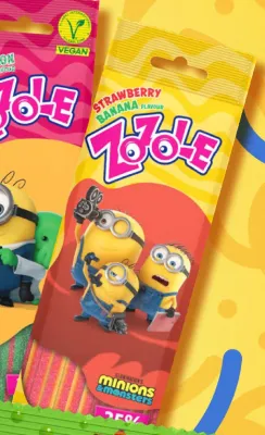 Żelki truskawkowo-bananowe Zozole Minionki promocja w Dealz