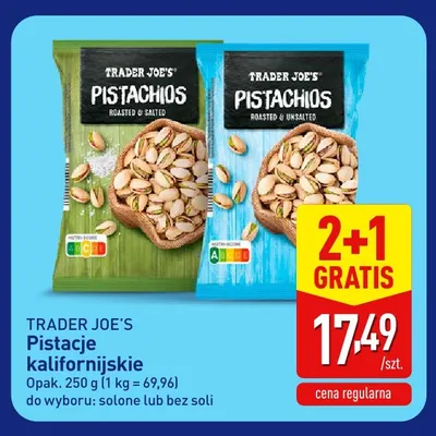 Pistacje kalifornijskie solone Trader Joe's promocja w Aldi