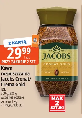 Kawa rozpuszczalna Jacobs Crema Gold promocja w Leclerc