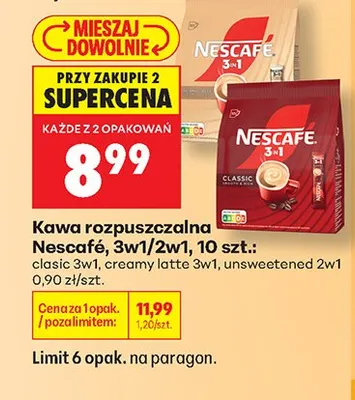 Kawa rozpuszczalna Nescafé 3w1 Creamy Latte promocja w Biedronka