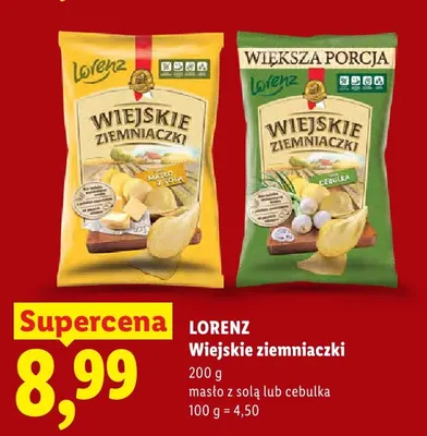 Chipsy Wiejskie Ziemniaczki cebulka Lorenz promocja w Lidl