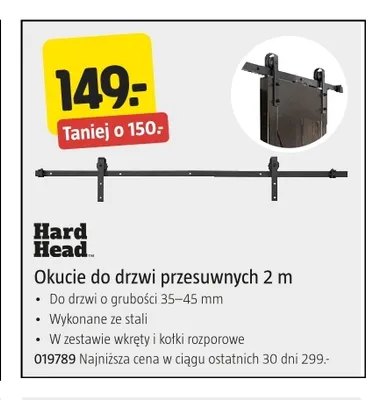 Okucie do drzwi przesuwnych 2 m Hard Head promocja w Jula