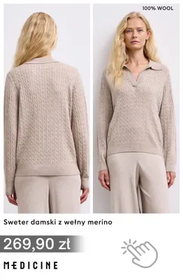 Sweter damski z wełny merino Medicine promocja w Medicine
