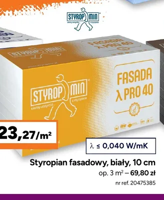 Styropian fasadowy biały 10 cm Styropmin promocja w Bricoman