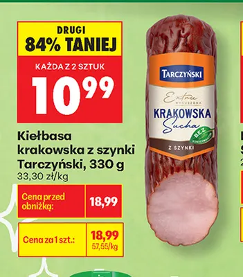Kiełbasa krakowska z szynki Tarczyński promocja w Biedronka