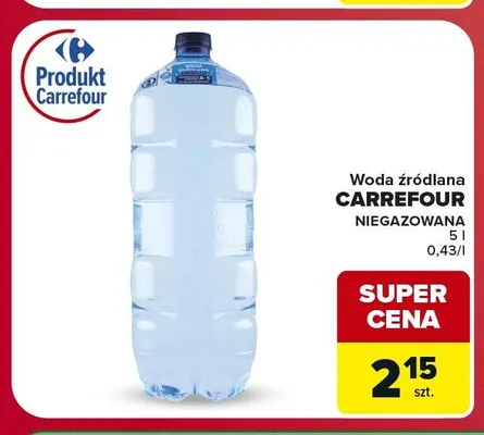 Woda źródlana Carrefour niegazowana promocja w Carrefour