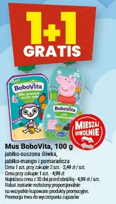 Mus BoboVita jabłko-suszona śliwka promocja w Twój Market