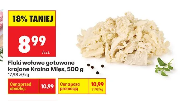 Flaki wołowe gotowane krojone Kraina Mięs promocja w Biedronka