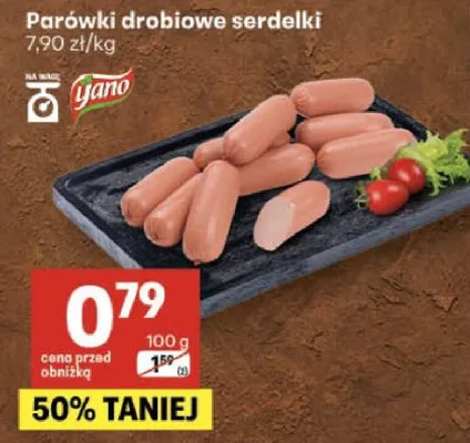Parówki drobiowe serdelki promocja w Delikatesy Centrum