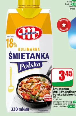 Śmietanka UHT Kulinarna Polska Mlekovita 18% promocja w Dino