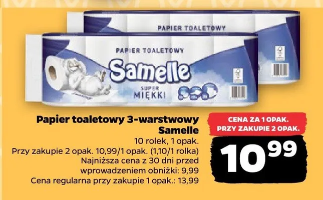 Papier toaletowy 3-warstwowy samelle promocja w Netto