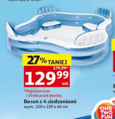 Basen z 4 siedzeniami wym.: 229x229x66cm promocja w Auchan