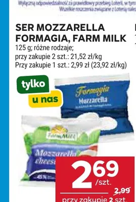 Ser mozzarella Farm Milk promocja w Stokrotka
