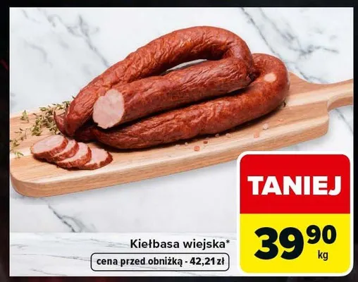 Kiełbasa wiejska promocja w Carrefour Express