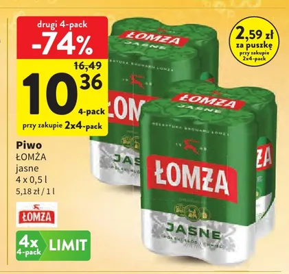 Piwo Łomża 4-pak 500 ml promocja w Intermarche