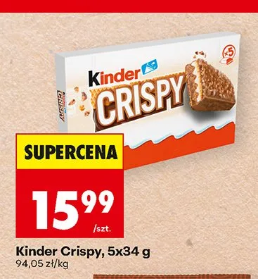 Wafelki Kinder Crispy 5-pak 34 g promocja w Biedronka