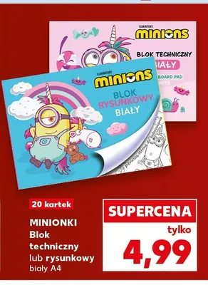 Blok rysunkowy biały A4 Minionki 20 kartek promocja w Kaufland