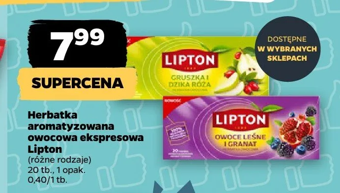 Herbatka aromatyzowana owocowa ekspresowa Lipton promocja w Netto