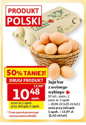 Jajka kurze kur z wolnego wybiegu rozm. L Auchan promocja w Auchan