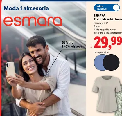 T-shirt damski z lnem ESMARA promocja w Lidl