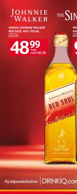 Whisky Johnnie Walker Red Soul 40% promocja w Selgros
