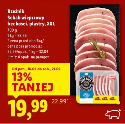 Schab wieprzowy bez kości, plastry XXL promocja w Lidl