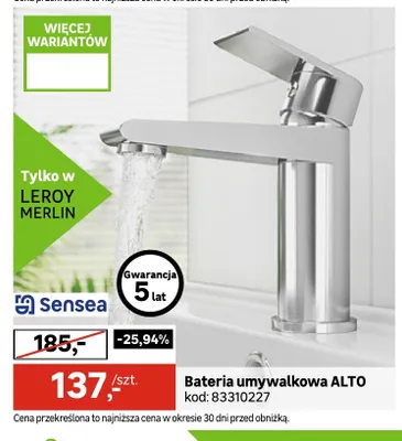 Bateria umywalkowa Sensea ALTO promocja w Leroy Merlin