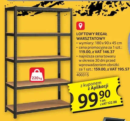 Regał warsztatowy loftowy promocja w Selgros