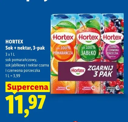 Nektar czarna i czerwona porzeczka Hortex 3-pak promocja w Lidl
