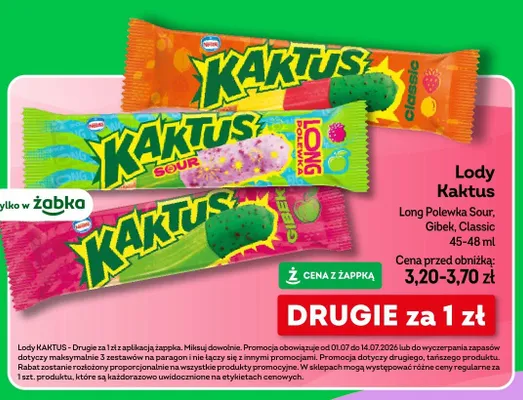 Lody Kaktus Gibek promocja w Żabka