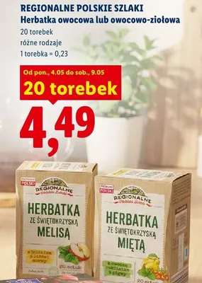 Herbatka owocowo-ziołowa ze świętokrzyską miętą Regionalne Polskie Szlaki promocja w Lidl