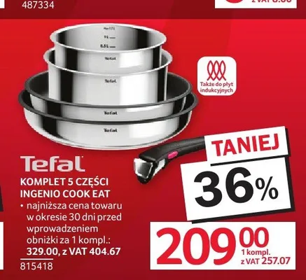 Komplet garnków Tefal Ingenio Cook Eat 5-pak promocja w Selgros
