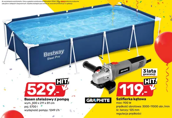 Basen stelażowy z pompą Bestway Steel Pro wym. 400x211x81cm poj. 5700l wydajność pompy: 1249l/h promocja w Bricomarche