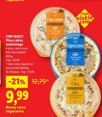 Pizza z pieca kamiennego z kurczakiem Chef Select promocja w Lidl