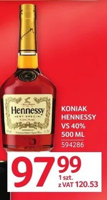 Koniak Hennessy VS 40% 500 ml promocja w Selgros