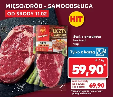 Stek z antrykotu bez kości promocja w Kaufland