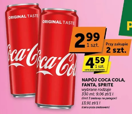 Napój Coca Cola, Fanta, Sprite wybrane rodzaje promocja w Groszek
