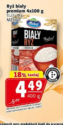 Ryż biały premium Melvit 4-pak 100 g promocja w Prim Market