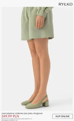 Czółenka Ryłko jasnozielone bez pięty slingback promocja w Ryłko